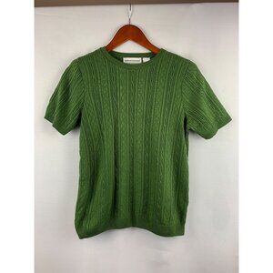 Alfred Dunner Petite Size PS Cable Knit Green Sweater